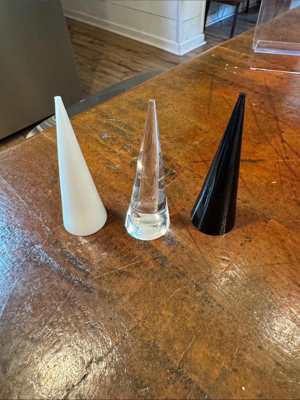 Set of 3 Cone Ring Holders - White, Clear, Black (3)